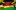 A Jamaican flag with illustrated silhouettes of palm trees and people playing instruments.